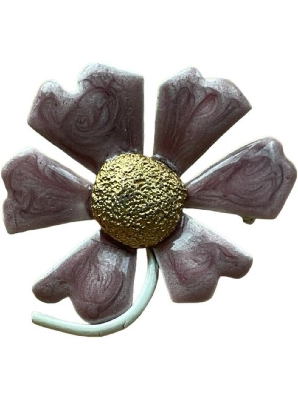 Vintage MCM Enamel Flower Brooch Pink Mod 60s 70s Cottagecore Floral Pin